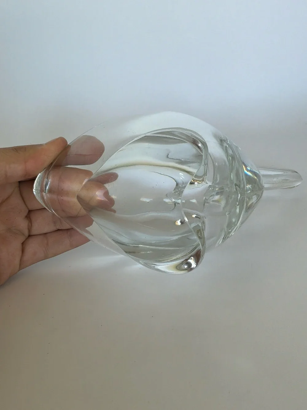 Vintage Hand Blown Clear Glass Pelican Figurine Coastal Bird Art Paperweight
